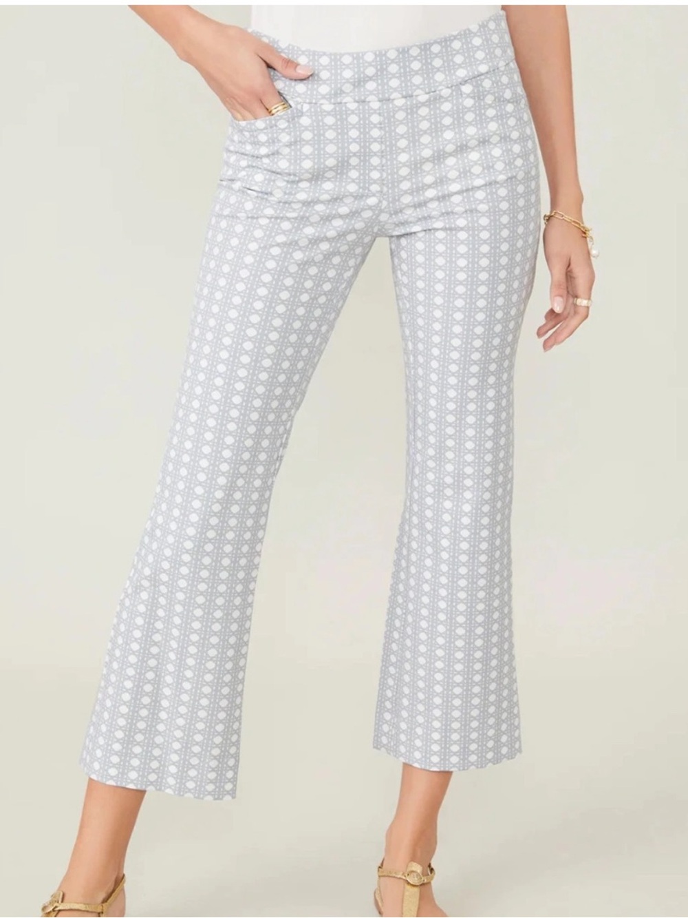 Spartina 449 Geometric Pull On Ponte Knit Crop Pants M